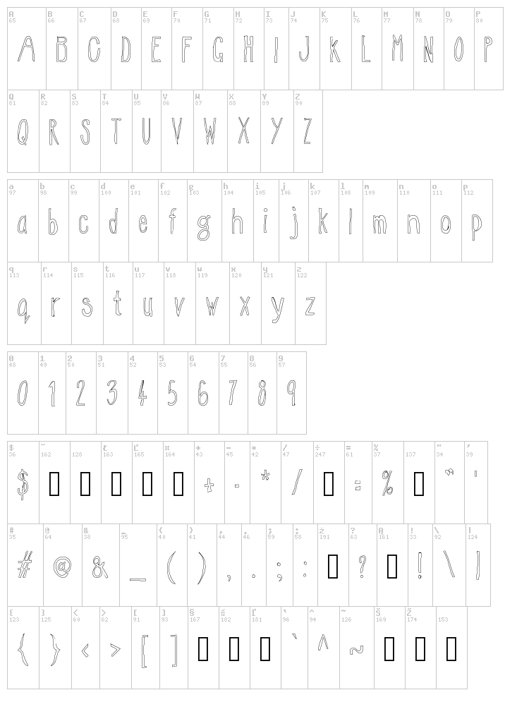 WS Egg font map